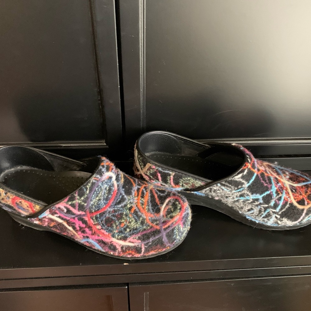 DANSKO Confetti Wool Yarn Clogs Mules Slides Shoes Size EU 39 US 8.5 - Picture 2 of 5